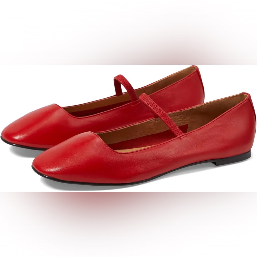 Madewell Greta Ballet Flat in Red Leather 9 NIB